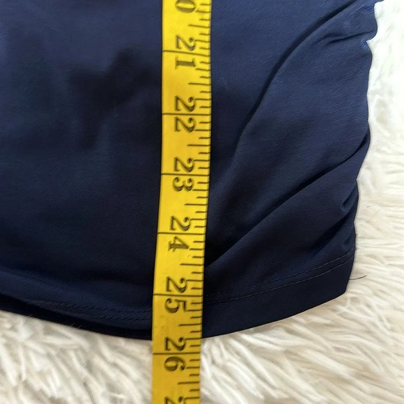 Espresso Royal Blue Cold-shoulder Blouse with silver accents. Gathers at side - Picture 8 of 8